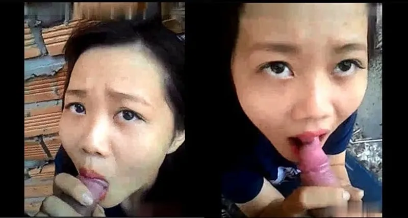 Nhân tình bú chim ở vườn sau nhà